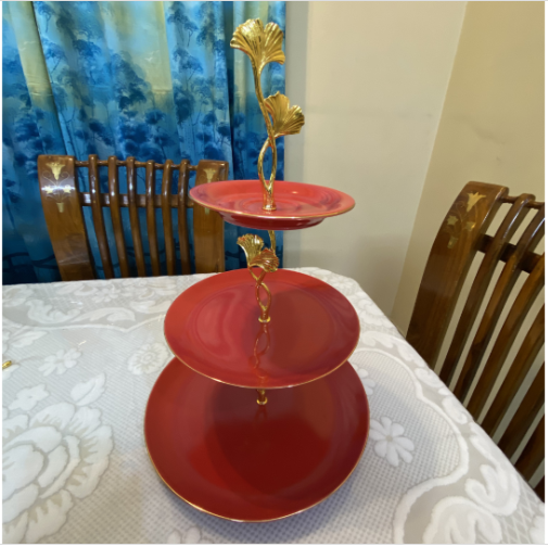 সেরামিক তিন স্তরের ফল ও কেক রাখার স্ট্যান্ড CCRAD